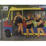 Beryl Cook OBE (1926-2008) Bus Stop, print with blindstamp, signed lower right, limited edition of