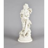 A parian figure, after Carrier Beleuse, modelled as classical female with draped robes seated upon a