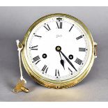 A Schatz & Sohne brass ships bulkhead clock, roman numerals to white enamelled face, 18 cm diameter