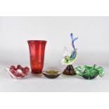 A collection of glassware, including a pair of Murano glass blackamoor figures, one head af, various