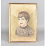 P A Langmead, pastel, portrait study, Nicholas Malcolmson, signed and dated 72 lower right, 46 cm