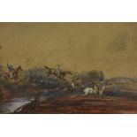 A series of four 18th century English school watercolours, each describing a moment from a