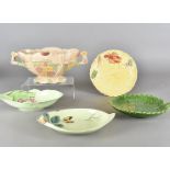 An Arthur Wood art deco twin handled planter, a collection of carltonware leaf and salad plates