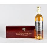 A 1998 Chateau Guiraud 1er Cru Sauternes whiskey set, the bottle in original box, having drinking