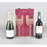 A Harrods cased champagne and port duo, in presentation box