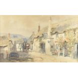 Alfred Leyman, 19th Century, watercolour, village street scene with inn and coach, signed lower