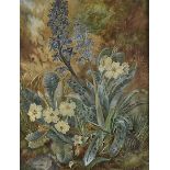 English School, 19th Century, watercolour, spring flowers, hyacinths and primroses, 36 cm x 27 cm,