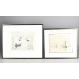 Harold Wyllie (1880-1975) and William Wyllie (1851-1931) Five signed maritime etchings, signed to