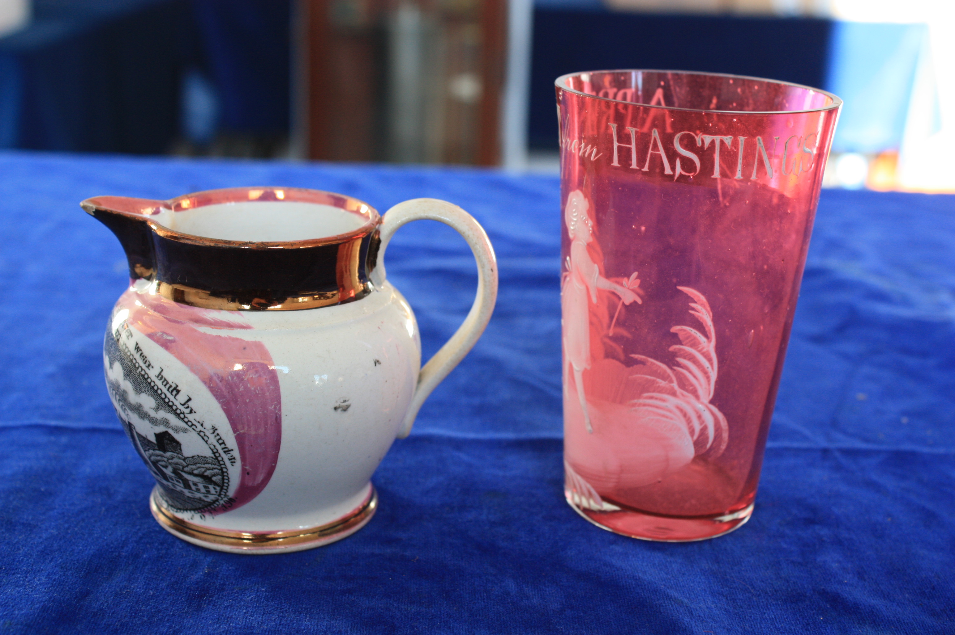 A late 18th Century Bristol tea bowl and saucer, with red anchor mark to base, a miniature - Image 7 of 7