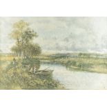 After C Brewnir, pair of prints, countryside river scenes, 31 cm x 45 cm together with a modern