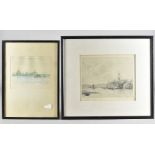 Harold Wyllie (1880-1975) and William Wyllie (1851-1931) Two signed etchings, one of HMS Victory,