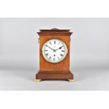 A Smith & Sons mahogany cased fusee mantel clock, with domed top, dentil cornice, rectangular