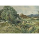 Frederick James Kerr, (1853-1936) watercolour, landscape with cattle signed lower left and dated