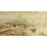 English School, 19th Century, watercolour, Fishing boat at loch, signed to lower left MH dated 1888,