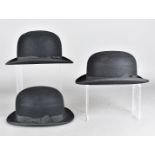 A collection of two gentleman's bowler hats, by Christys and a lady's Cunningham & Co riding bowler