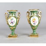 A pair of continental 19th Century porcelain vases, in the Sevres style marked Paris to underside,