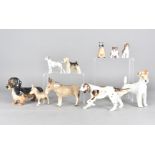 A collection of Beswick and other porcelain animals, including a Beswick Donkey, Dachshund,