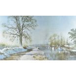 Terence Cuneo, print, Thames at midwinter, signed to border with blindstamp, 38 cm x 59 cm, framed