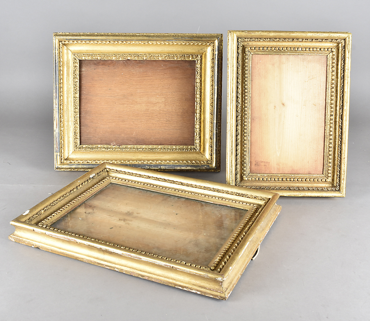 Of Royal Interest: Three gilt gesso frames, all bearing Buckingham Palace labels verso, all having