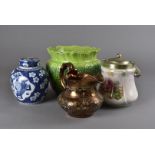A collection of 19th Century ceramics and glassware, including a Chinese ginger jar and cover on