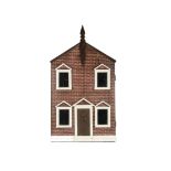 A late 19th century carpenter built dolls’ house, a box back type with brick painted façade, central