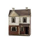 A Tri-ang dolls’ house for Pearson & Pearson Nottingham, of paper brick and pebble-dashed, green