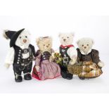 Four Steiff Limited Edition Wedding Party: all numbered 201 of 500, comprising teddy bear bride,