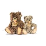Two Steiff Zotty teddy bears: one with unusual cinnamon frost mohair, brown and black glass eyes,