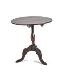 A rare Bubb doll’s tilt top tea table 1820-30s, with circular top and tripod legs, stamped J. Bubb