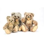 Three Zotty teddy bears: Steiff - one with unusual cinnamon frost mohair, brown and black glass eyes