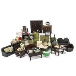 A large quantity of dolls’ house furniture: an amusing group of mainly homemade larger scale pieces,