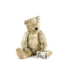 A rare Chiltern white mohair Hugmee teddy bear with provenance, with clipped muzzle, black