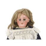 A Simon & Halbig 1078 child doll, with blue lashed sleeping eyes, modern blonde wig, jointed