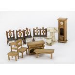 Dolls’ house furniture: a painted cream wooden lavatory -4½in. (11.5cm.) high (slight damage and