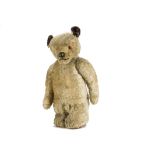 A rare Lefray standing teddy bear 1950s, with one orange and black plastic eye, golden mohair,