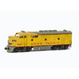 An American 0 Gauge 2-rail F3 Diesel Locomotive by Unknown maker, possibly from a kit with