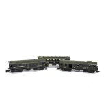 Three Märklin H0 Gauge 3-rail Pre-war ref 344 Wagons-Lits Coaches, all with pressed tinplate