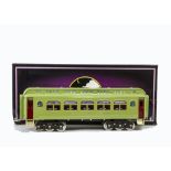 Modern ‘Tinplate Traditions’ (by MTH) Standard Gauge 3-rail ‘418’ Coaches, in apple green with brass
