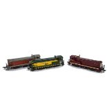 Uncommon Fleischmann H0 Gauge American 1340 Diesel Switcher Locomotives, one in C&NW yellow/green,