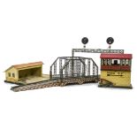 Electrical 0 Gauge Accessories by Bing JEP and Others, including Bing 3-rail girder bridge with