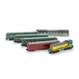 American S Gauge 2-rail Diesel Locomotive and Coaching Stock by American Flyer (Gilbert), comprising