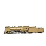 An H0 Gauge 4-6-4 Steam Locomotive and Tender by Japanese Maker, in painted brass/gold finish, the