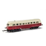 An 0 Gauge 3-rail SNCF Bogie Diesel Railcar by JEP, in painted red/cream livery, VG. This lot