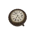 Pre-War Southern Railway Wall Clock, in circular carved oak rope work glazed case and brass bezel
