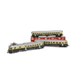 A HAG H0 Gauge 3-rail Swiss BDe4/4 Bodensee-Toggenburg Electric Motor Coach and Trailers, comprising