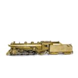 An H0 Gauge 4-6-2 Steam Locomotive and Tender by Japanese Maker, in unpainted brass finish, the