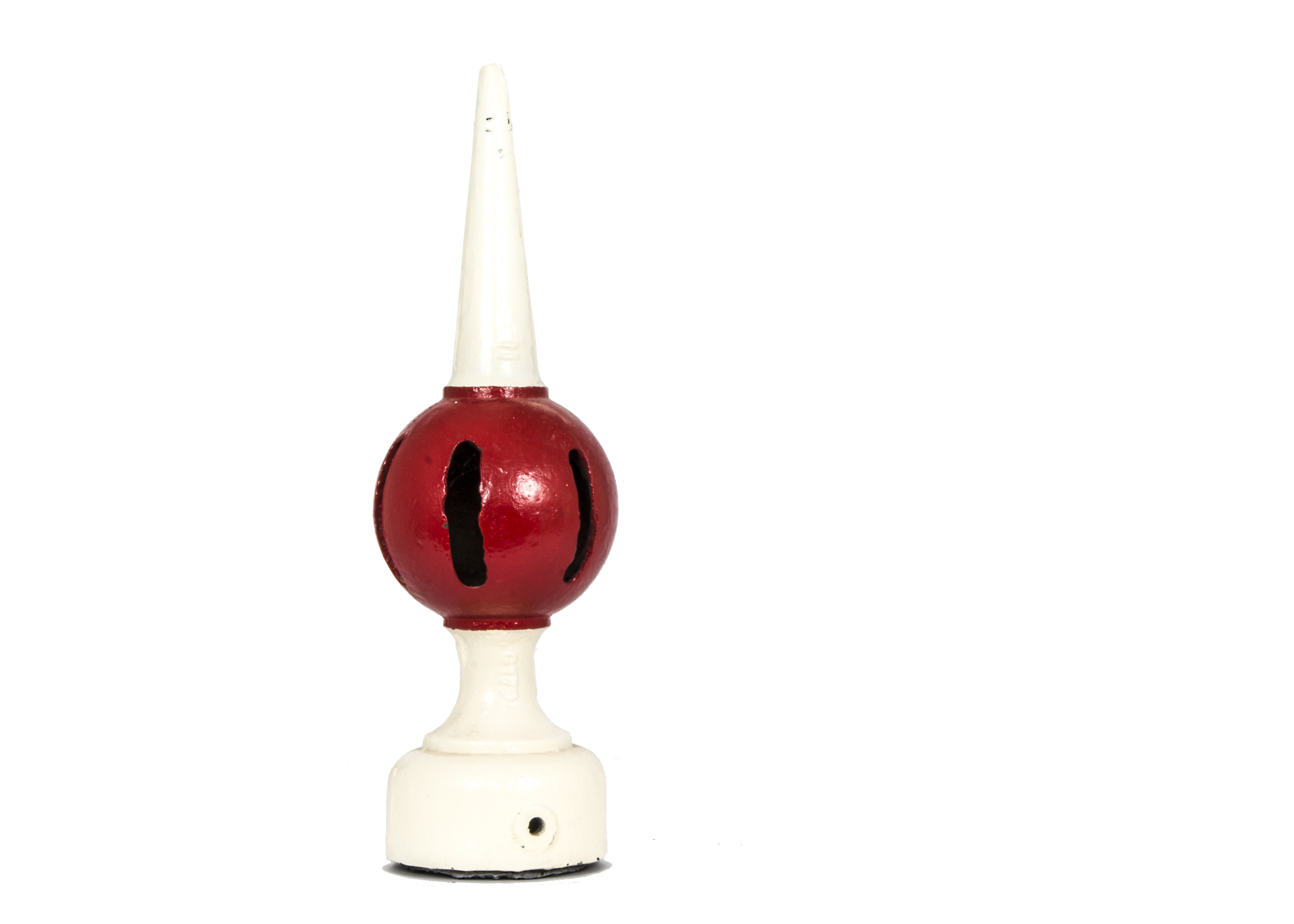 A Great Western Railway Signal Finial, of ball-and-spike design, repainted in white and red