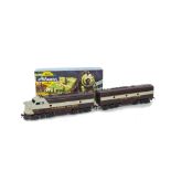 Mantua/Tyco H0 Gauge Canadian Pacific F3 Diesel Locomotive Pair and Alaskan Box Car, comprising