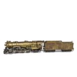 An H0 Gauge 4-6-2 Steam Locomotive and Tender by Japanese Maker, in unpainted brass finish, the