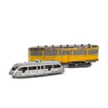 A Slush-Cast Lead Copenhagen Tram Trailer by Micro (Denmark) and a Clockwork H0 Gauge Railcar by